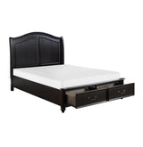 Herman Charcoal Brown Eastern King Platform Bed w/ Footboard Storage - Ornate Home