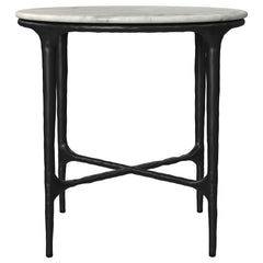 Hermas White 2-piece Round Marble Coffee and End Table Set - Ornate Home