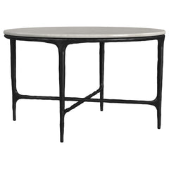 Hermas White 2-piece Round Marble Coffee and End Table Set - Ornate Home