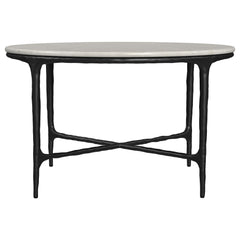 Hermas White 2-piece Round Marble Coffee and End Table Set - Ornate Home