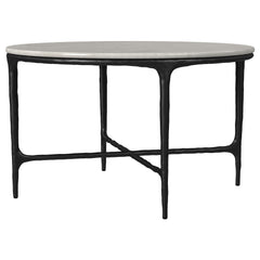 Hermas White 2-piece Round Marble Coffee and End Table Set - Ornate Home