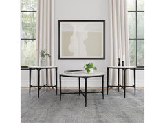 Hermas White 3-piece Round Marble Coffee and End Table Set - Ornate Home