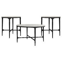Hermas White 3-piece Round Marble Coffee and End Table Set - Ornate Home