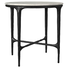 Hermas White 3-piece Round Marble Coffee and End Table Set - Ornate Home