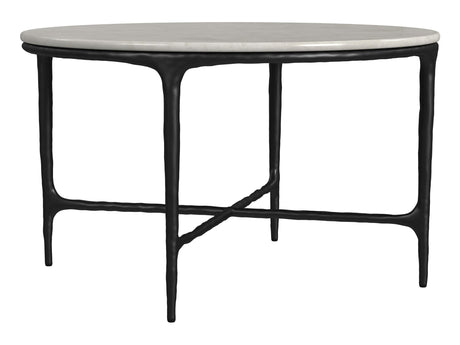 Hermas White Round Genuine Marble Top Metal Coffee Table - Ornate Home