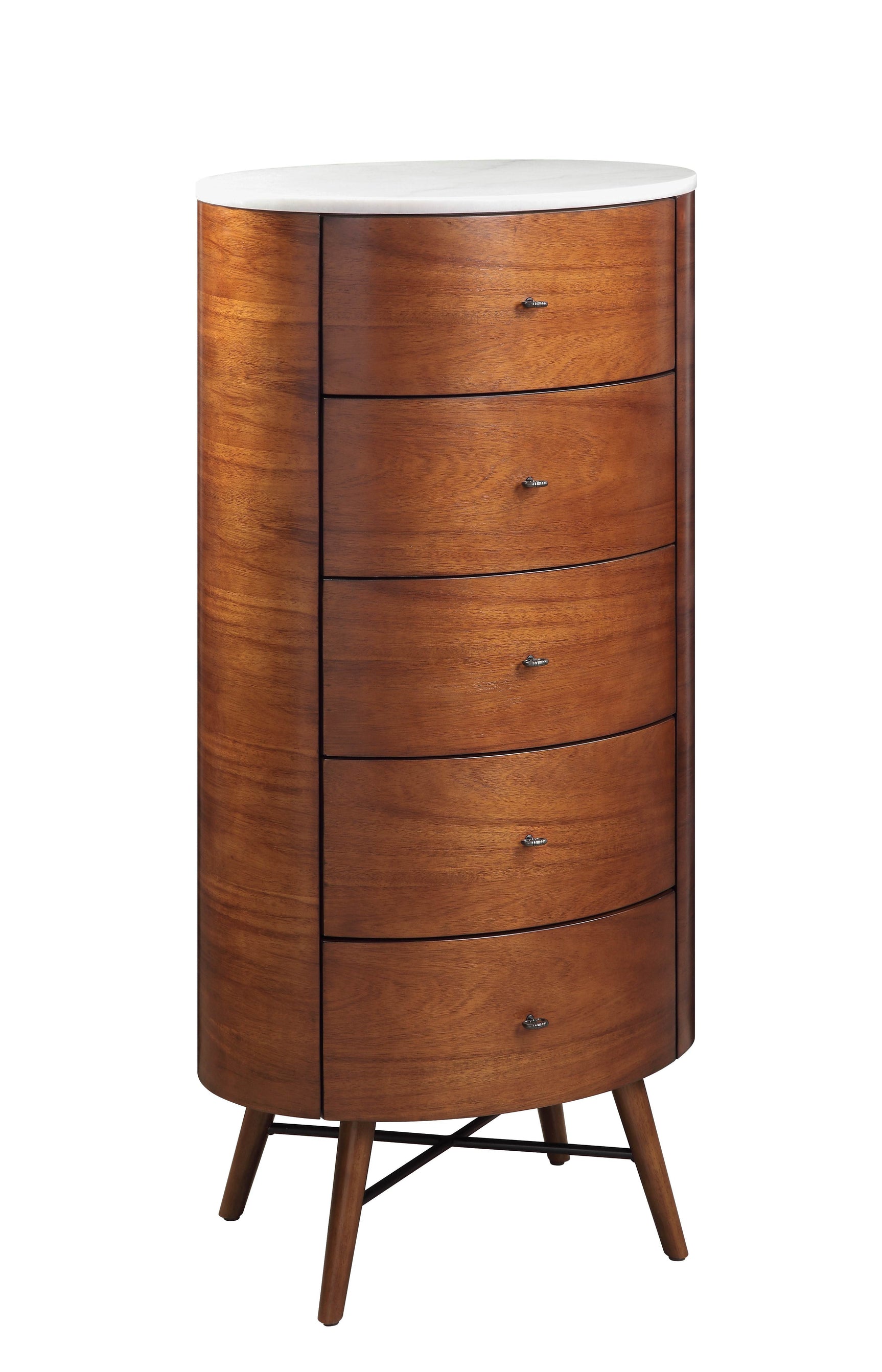 Hermes Walnut 5 Drawer Chest - Ornate Home