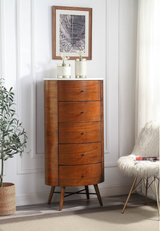 Hermes Walnut 5 Drawer Chest - Ornate Home