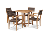 Herning 5-Piece Square Teak Outdoor Dining Set with Stacking Armchairs - Ornate Home