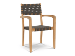 Herning Teak Taupe Grey Outdoor Dining Stacking Armchair (Set of 4) - Ornate Home