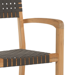Herning Teak Taupe Grey Outdoor Dining Stacking Armchair (Set of 4) - Ornate Home