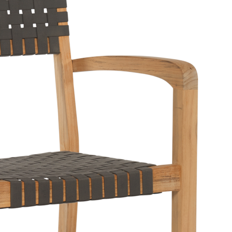 Herning Teak Taupe Grey Outdoor Dining Stacking Armchair (Set of 4) - Ornate Home