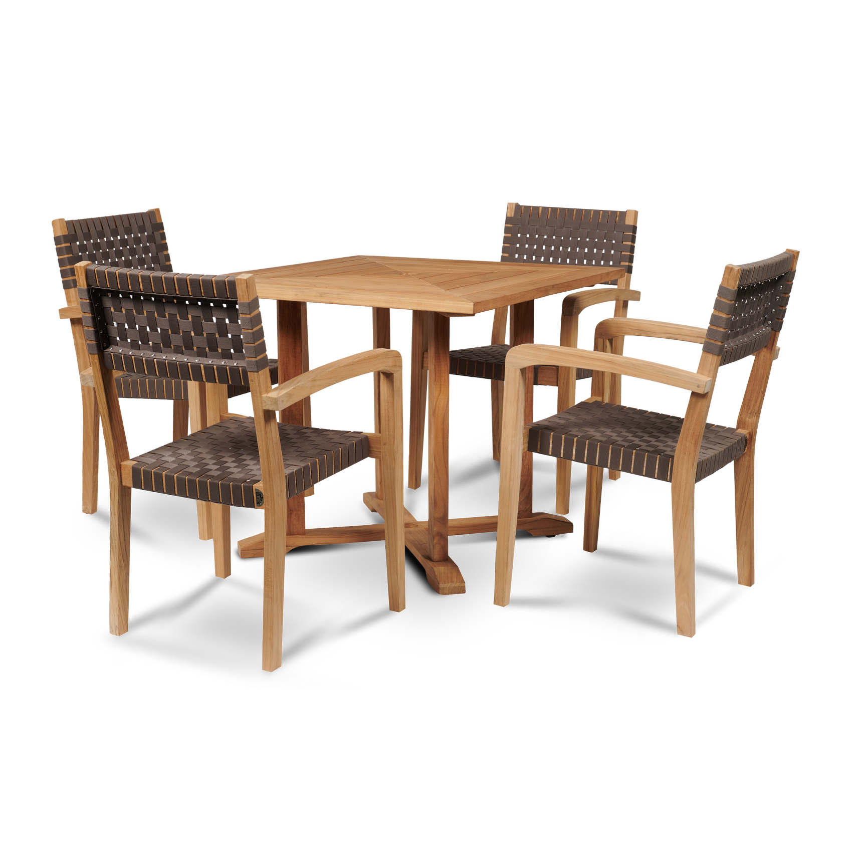 Herning Teak Taupe Grey Outdoor Dining Stacking Armchair (Set of 4) - Ornate Home