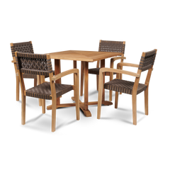 Herning Teak Taupe Grey Outdoor Dining Stacking Armchair (Set of 4) - Ornate Home