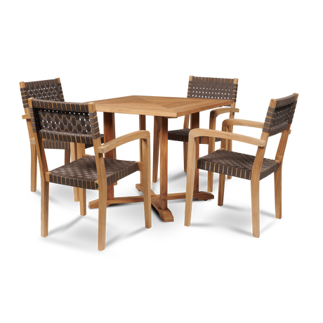 Herning Teak Taupe Grey Outdoor Dining Stacking Armchair (Set of 4) - Ornate Home