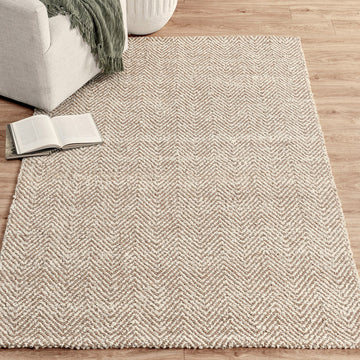 Herringbone Chenille Ivory/Natural Rug - Ornate Home