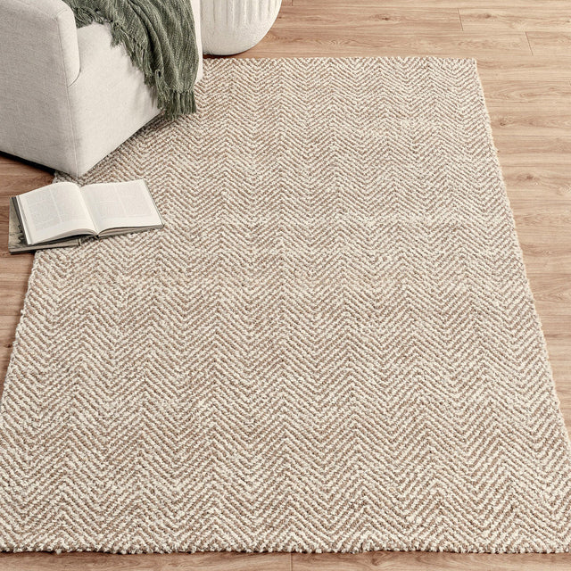Herringbone Chenille Ivory/Natural Rug - Ornate Home