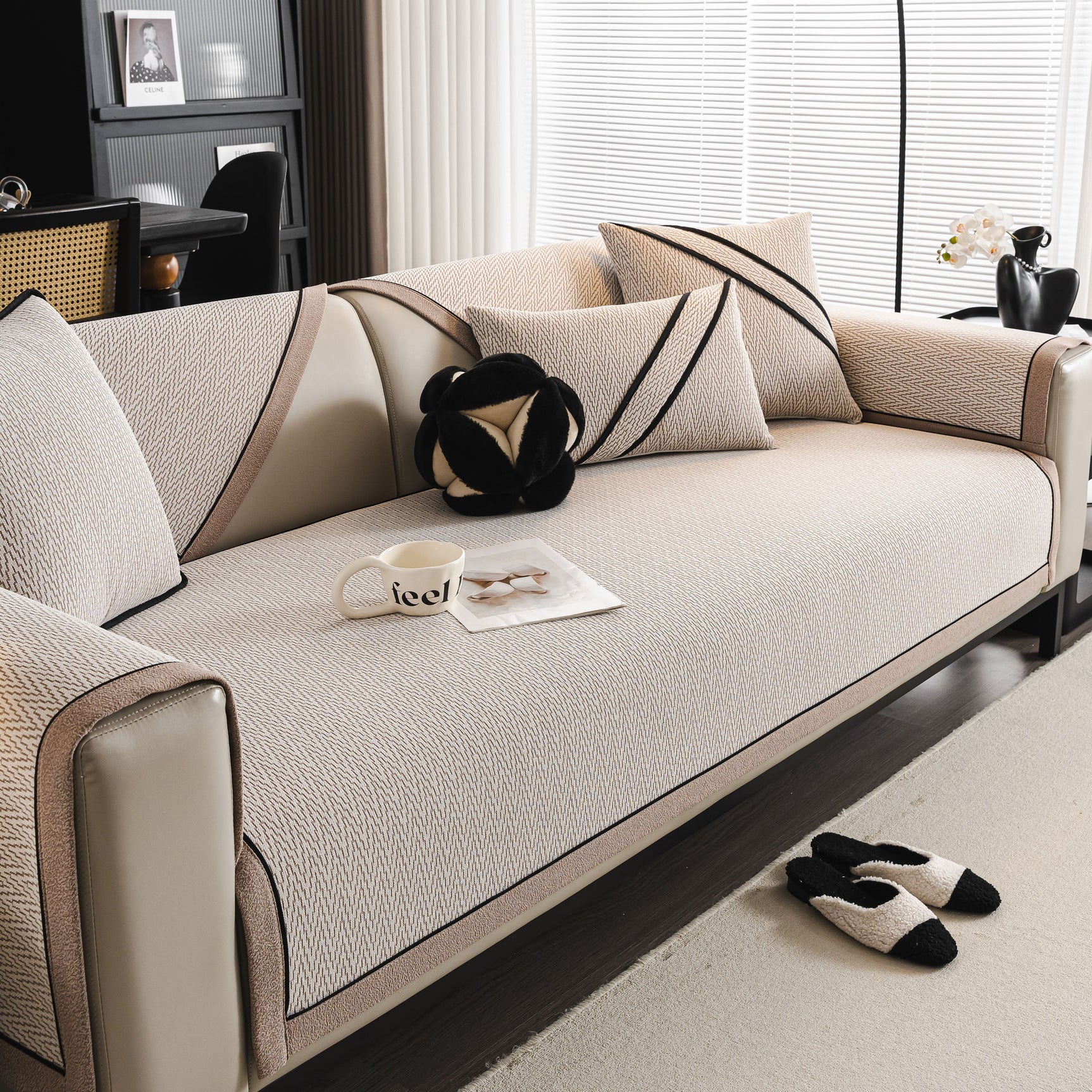 Herringbone Couch Protector for Pets, Non-Slip Washable Sectional Couch Covers - Ornate Home