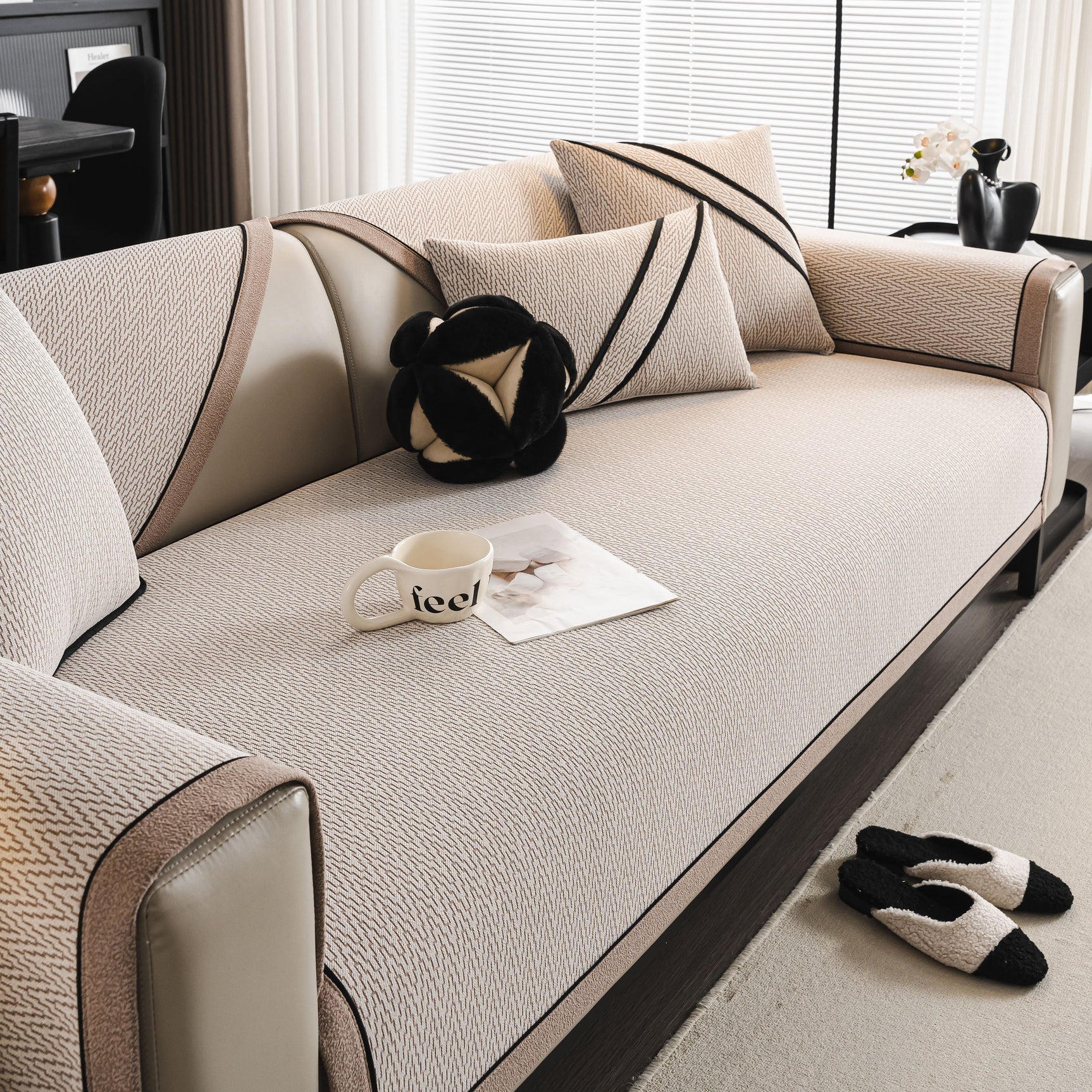Herringbone Couch Protector for Pets, Non-Slip Washable Sectional Couch Covers - Ornate Home