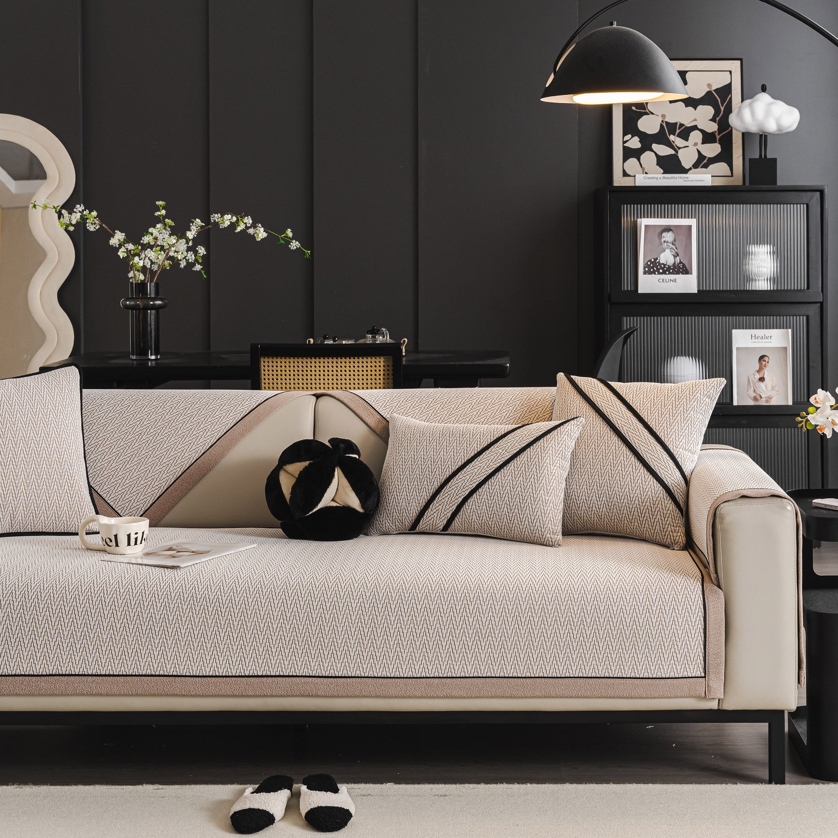 Herringbone Couch Protector for Pets, Non-Slip Washable Sectional Couch Covers - Ornate Home