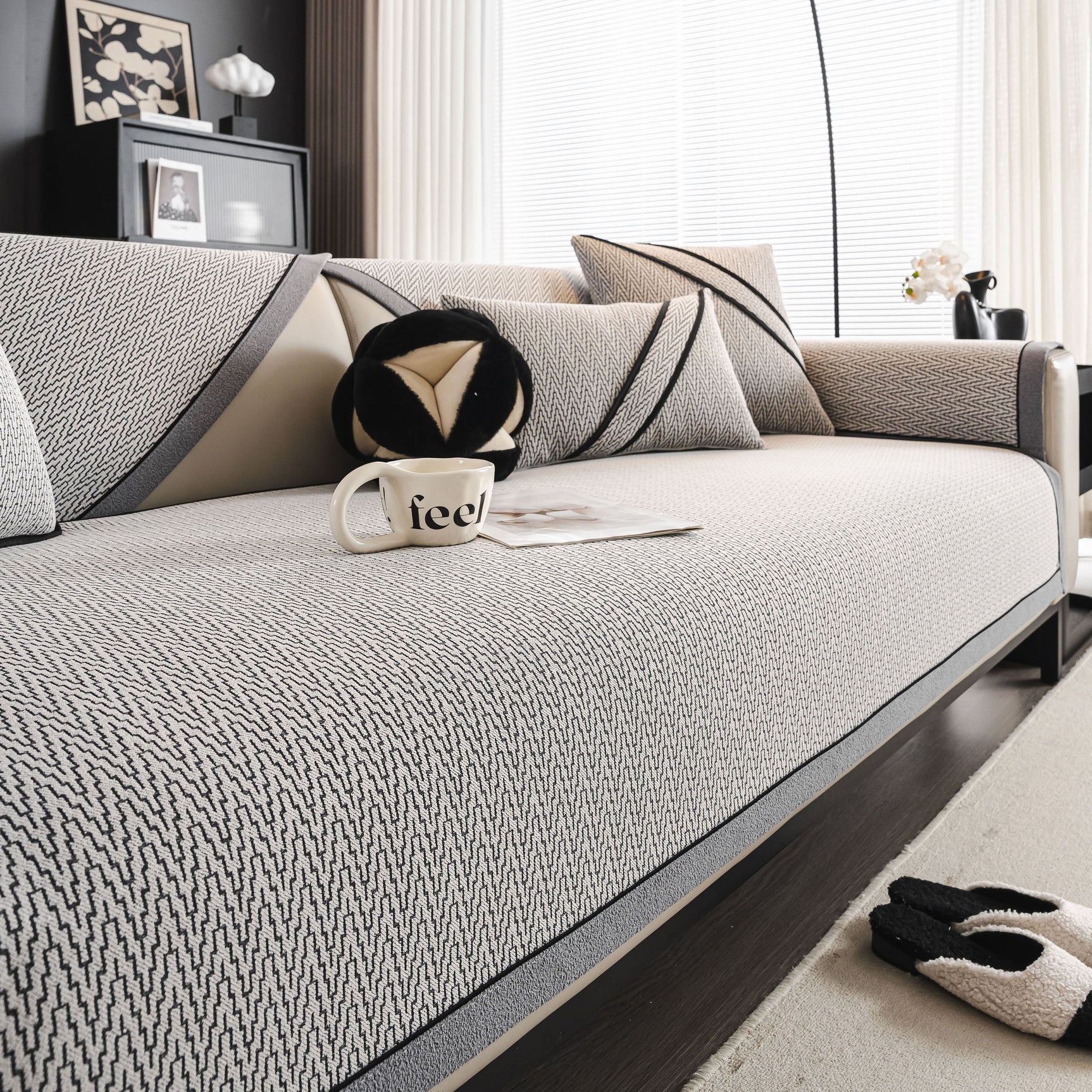 Herringbone Couch Protector for Pets, Non-Slip Washable Sectional Couch Covers - Ornate Home