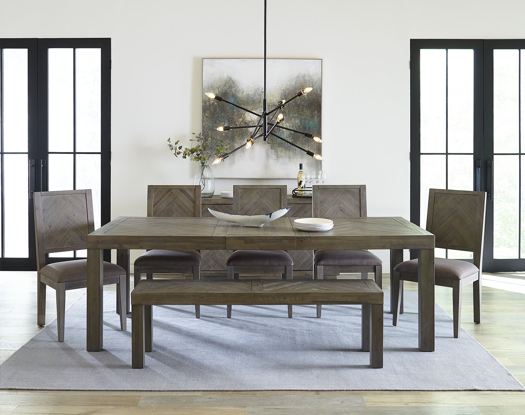 Herringbone Extension Table in Rustic Latte - Ornate Home