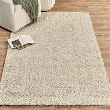 Herringbone Ivory Rug - Ornate Home
