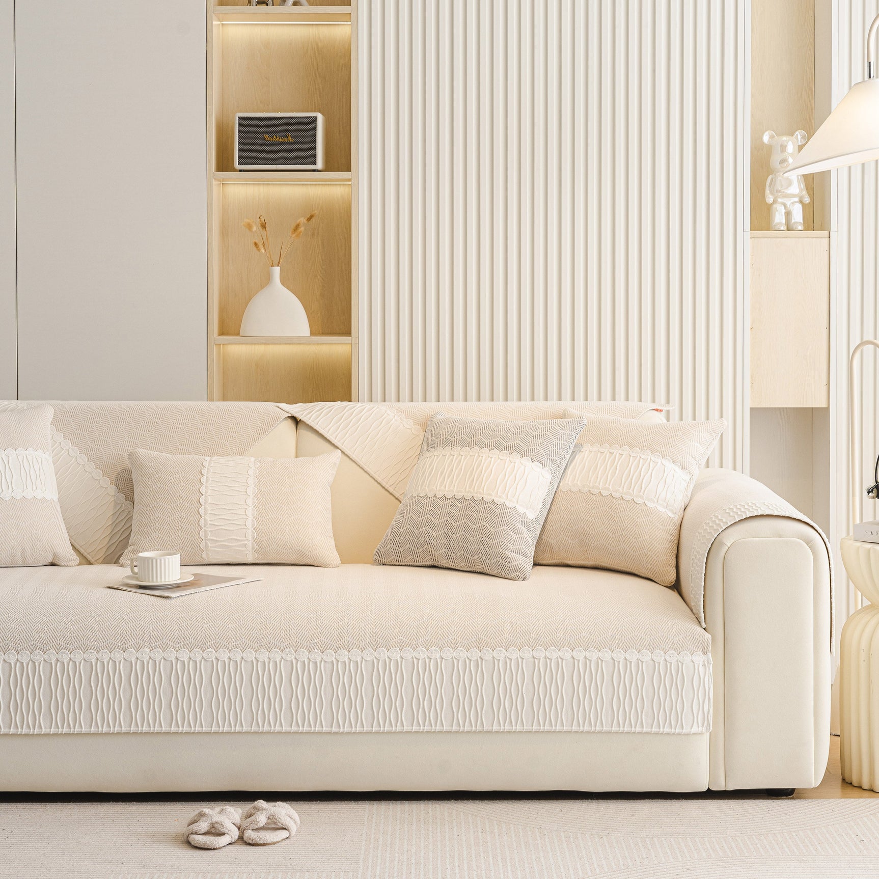 Herringbone Sofa Protector Cover, Non-Slip Couch Cover for Seat, Back & Arms - Ornate Home