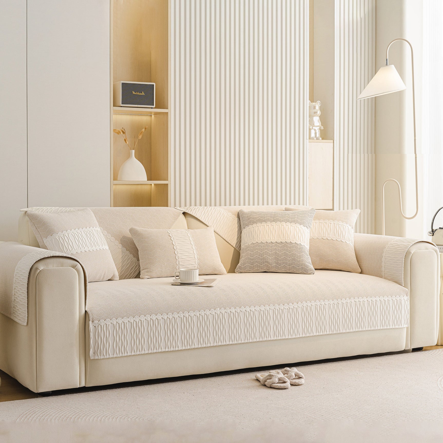 Herringbone Sofa Protector Cover, Non-Slip Couch Cover for Seat, Back & Arms - Ornate Home