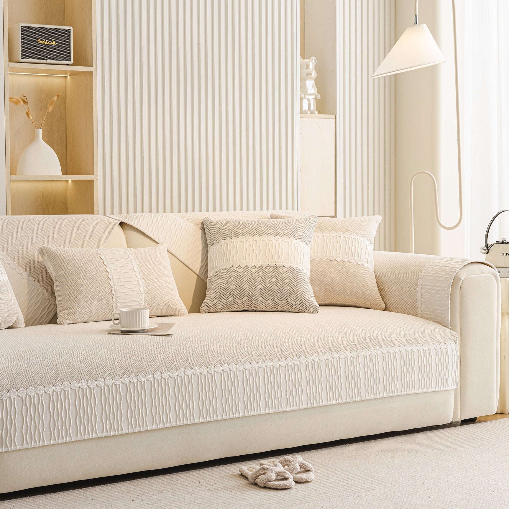 Herringbone Sofa Protector Cover, Non-Slip Couch Cover for Seat, Back & Arms - Ornate Home