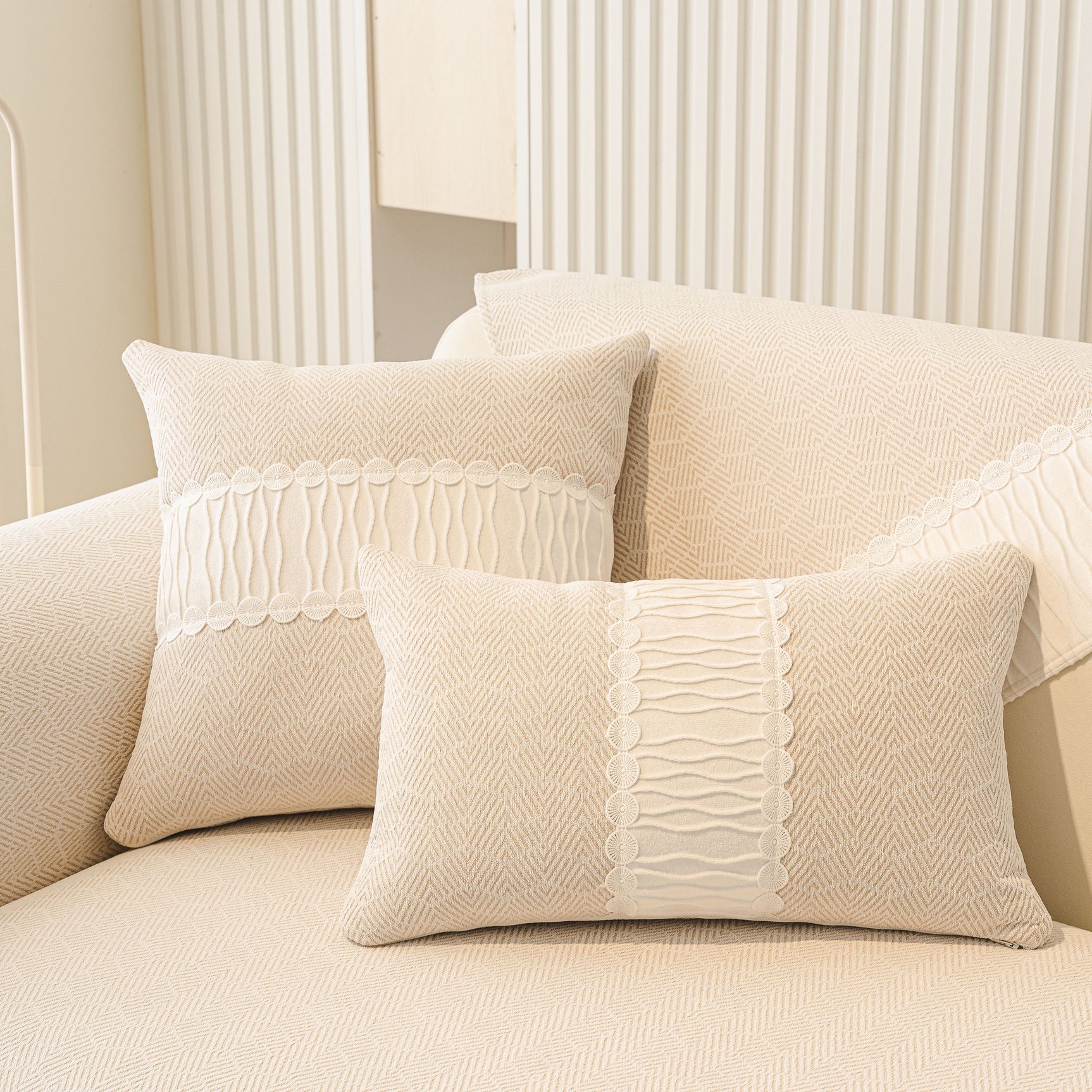 Herringbone Sofa Protector Cover, Non-Slip Couch Cover for Seat, Back & Arms - Ornate Home