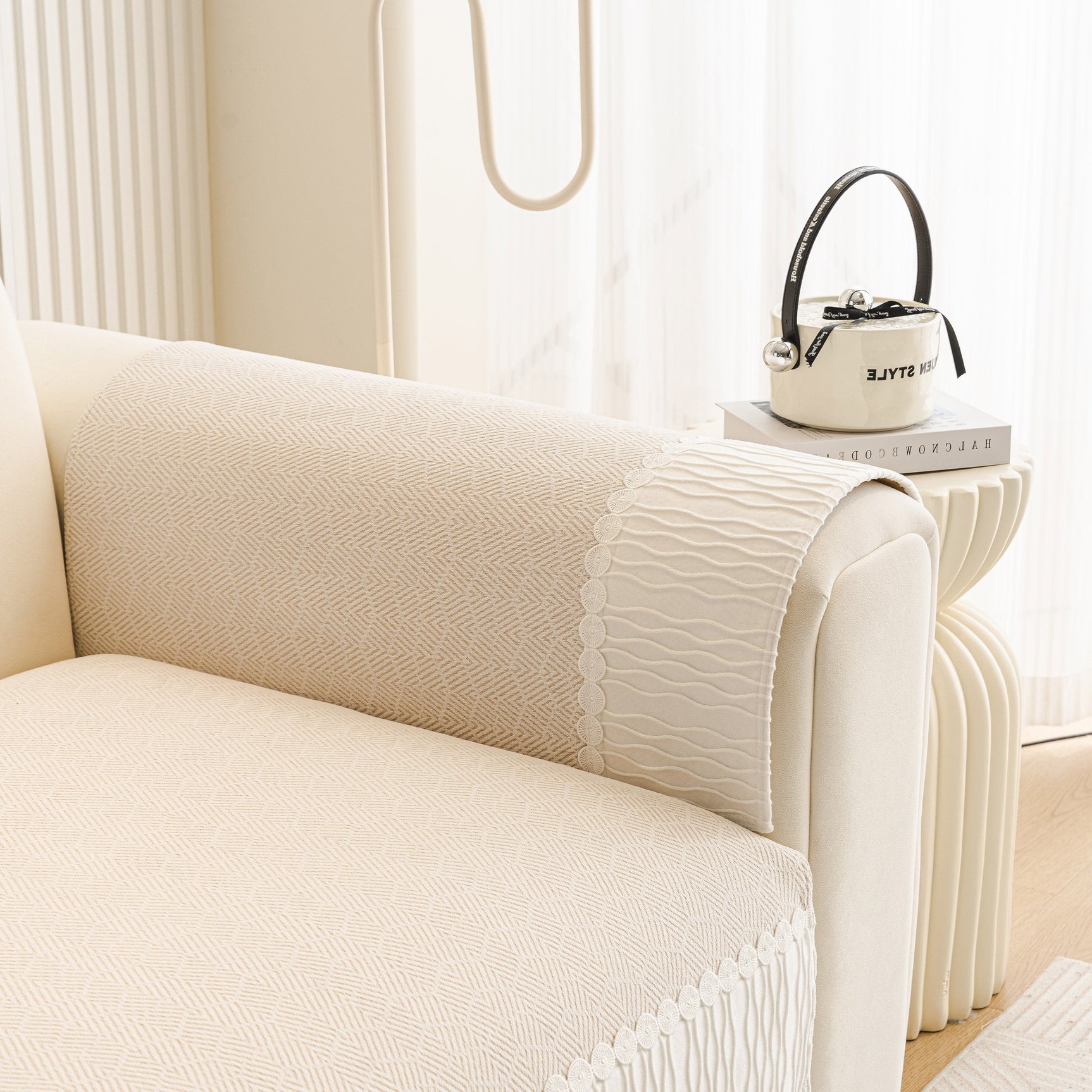 Herringbone Sofa Protector Cover, Non-Slip Couch Cover for Seat, Back & Arms - Ornate Home