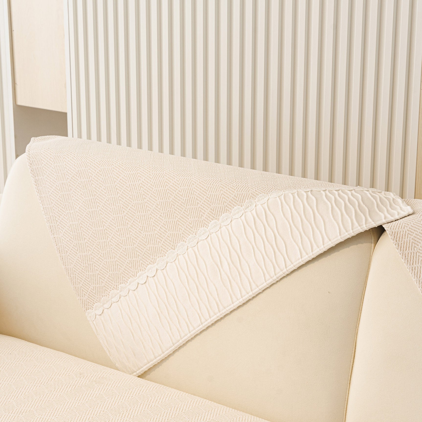 Herringbone Sofa Protector Cover, Non-Slip Couch Cover for Seat, Back & Arms - Ornate Home