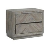 Herringbone Solid Wood Two Drawer Nightstand in Rustic Latte - Ornate Home