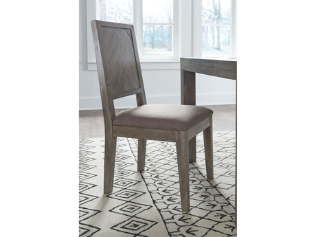 Herringbone Solid Wood Upholstered Dining Chair in Rustic Latte (Set of 2) - Ornate Home