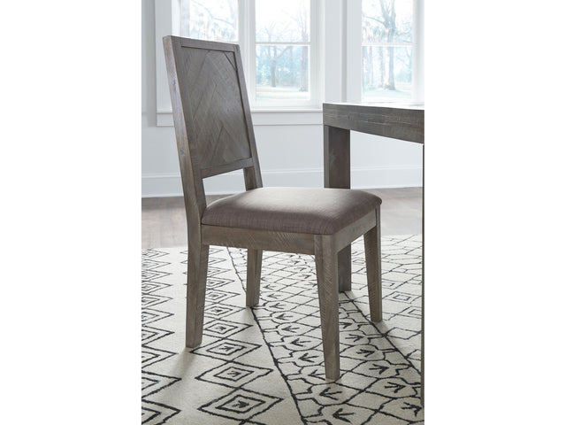 Herringbone Solid Wood Upholstered Dining Chair in Rustic Latte (Set of 2) - Ornate Home
