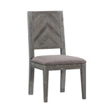 Herringbone Solid Wood Upholstered Dining Chair in Rustic Latte (Set of 2) - Ornate Home