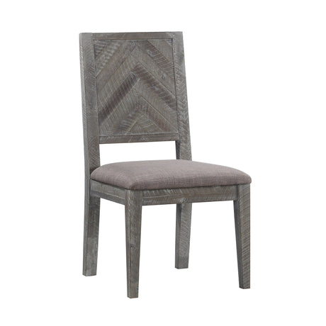 Herringbone Solid Wood Upholstered Dining Chair in Rustic Latte (Set of 2) - Ornate Home