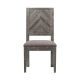 Herringbone Solid Wood Upholstered Dining Chair in Rustic Latte (Set of 2) - Ornate Home