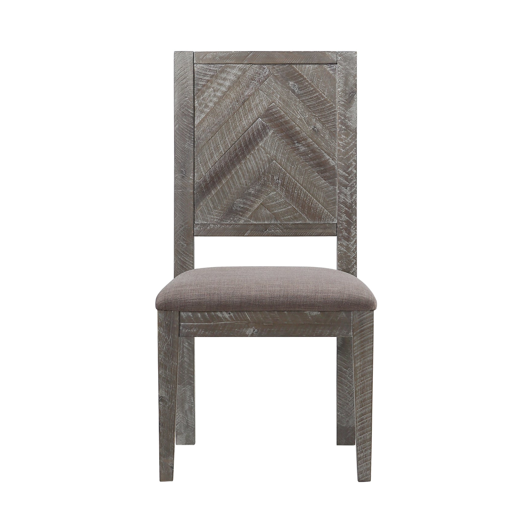 Herringbone Solid Wood Upholstered Dining Chair in Rustic Latte (Set of 2) - Ornate Home