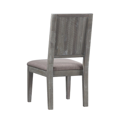 Herringbone Solid Wood Upholstered Dining Chair in Rustic Latte (Set of 2) - Ornate Home