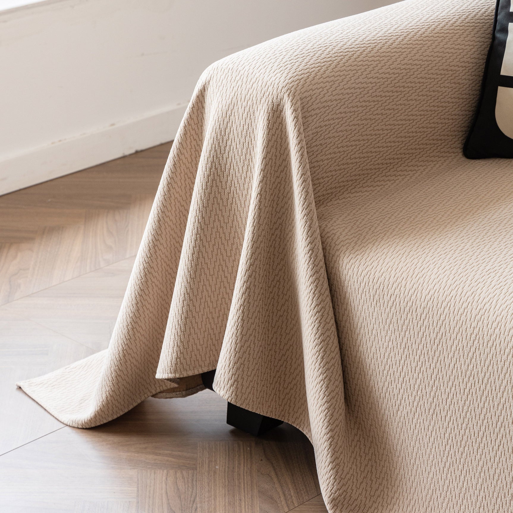 Herringbone Textured Sofa Throw Blanket, Durable Pet Friendly Modern Couch Slipcover - Ornate Home