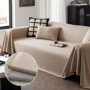 Herringbone Textured Sofa Throw Blanket, Durable Pet Friendly Modern Couch Slipcover - Ornate Home