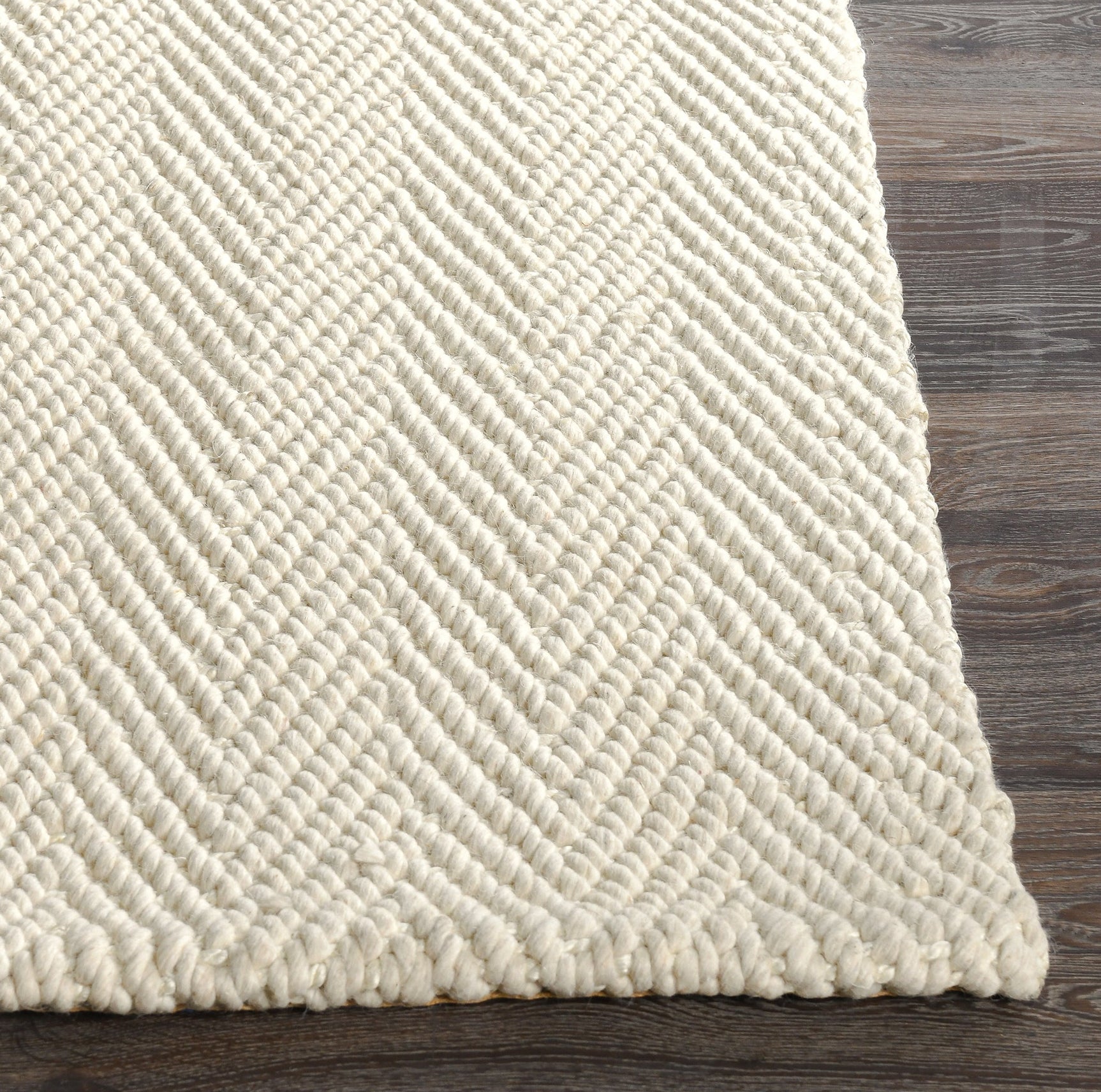 Herringbone Wool/Jute Ivory Rug - Ornate Home