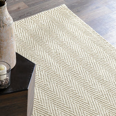 Herringbone Wool/Jute Ivory Rug - Ornate Home