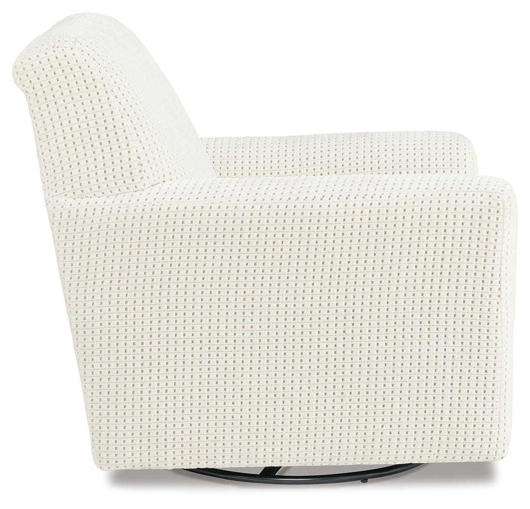 Herstow Ivory Swivel Glider Accent Chair (Online Special Price) - Ornate Home