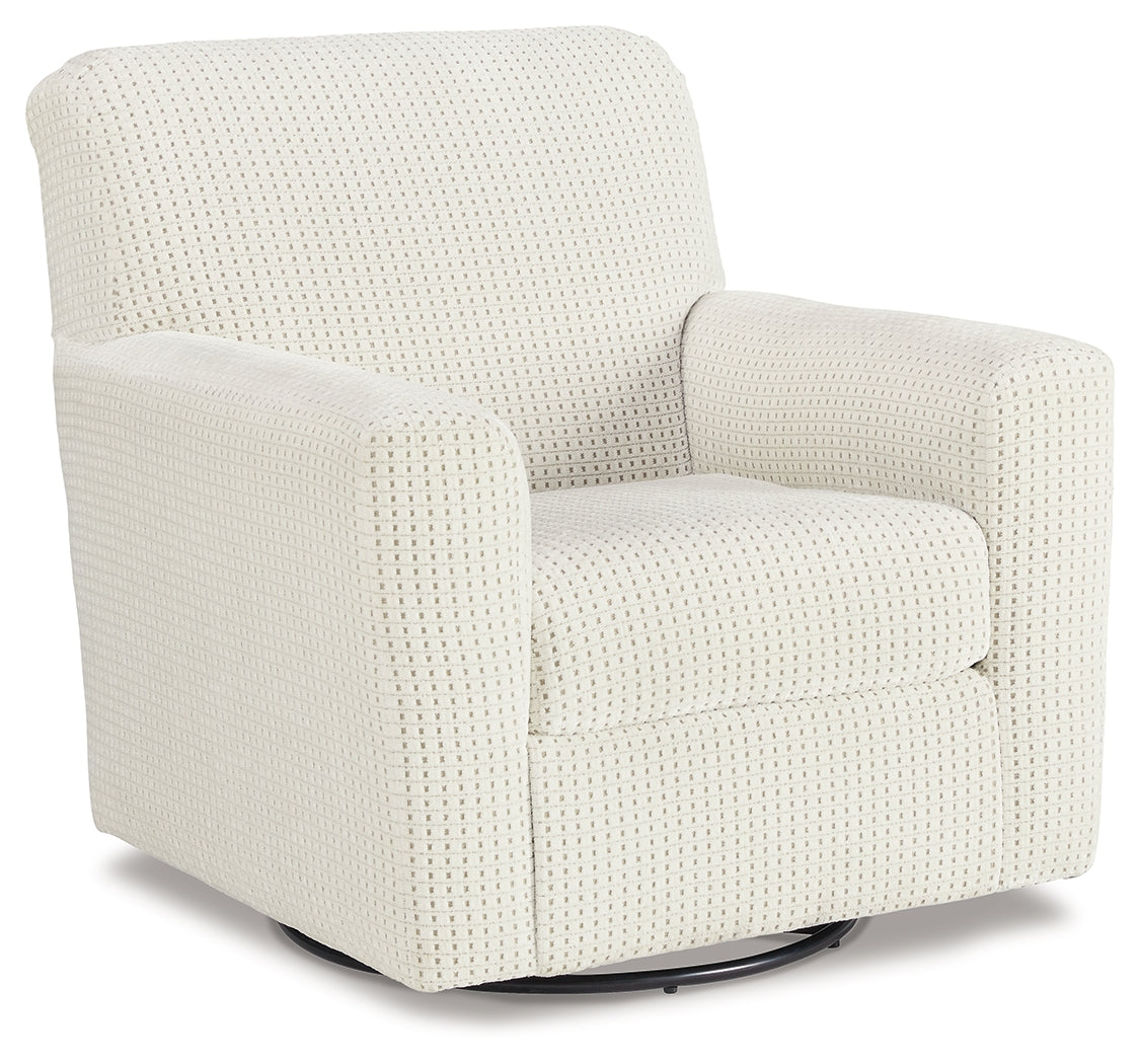 Herstow Ivory Swivel Glider Accent Chair (Online Special Price) - Ornate Home
