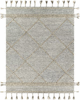 Hertfordshire Gray Trellis Tassel Wool Rug - Clearance - Ornate Home