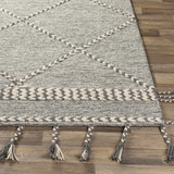 Hertfordshire Gray Trellis Tassel Wool Rug - Clearance - Ornate Home