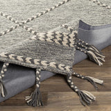 Hertfordshire Gray Trellis Tassel Wool Rug - Clearance - Ornate Home