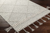 Hertfordshire Gray Trellis Tassel Wool Rug - Clearance - Ornate Home